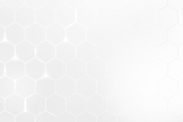 Free vector digital technology background vector with hexagon pattern in white tone