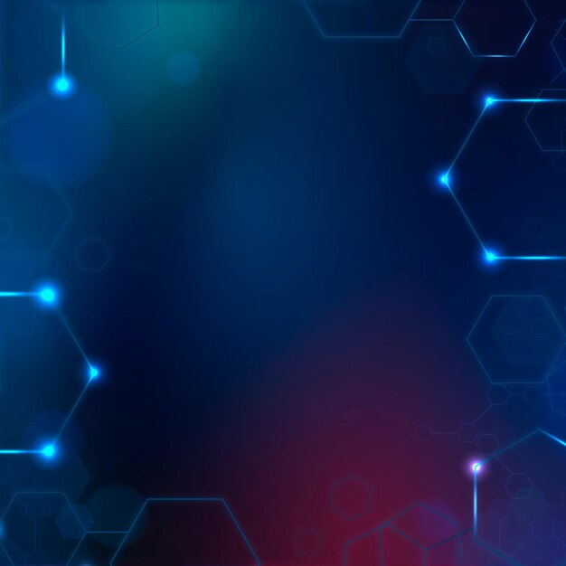 Digital technology background with hexagon frame in blue tone