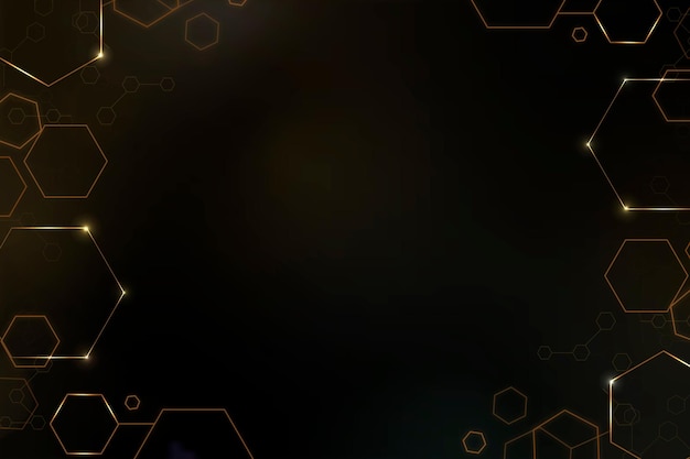 Free vector digital technology background with hexagon frame in gold tone