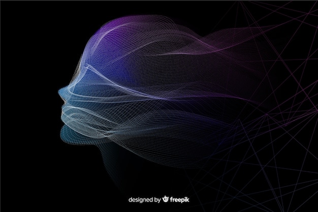 Free vector digital technology face particle construction