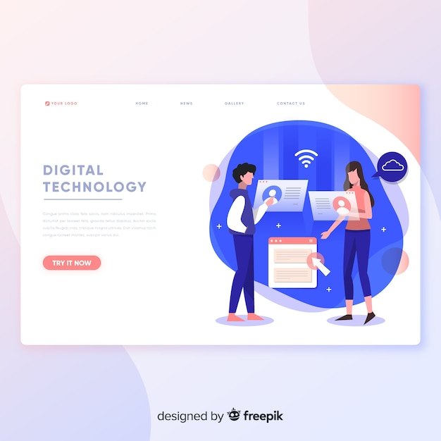 Digital technology landing page template 