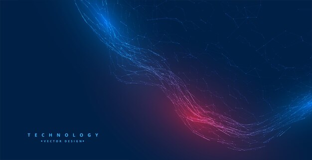 Digital technology network particles wave background design