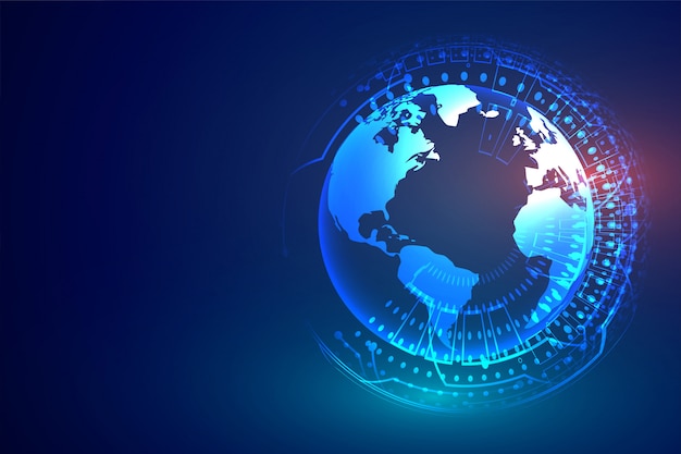 Digital technology with earth and circuit diagram