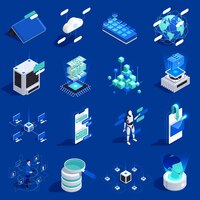 Digital transformation isometric icons