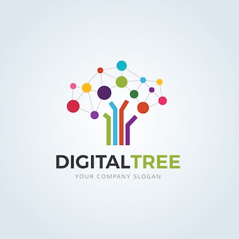 Digital tree logo template