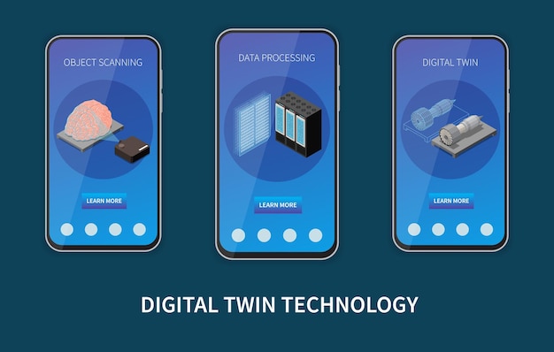 무료 벡터 디지털 트윈 기술 세트