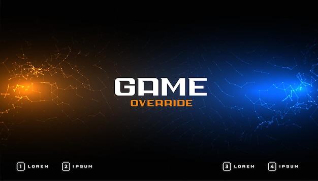 Free vector digital web game override sporty twitch banner design