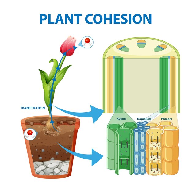 Free vector digram showing the movement of water in plants