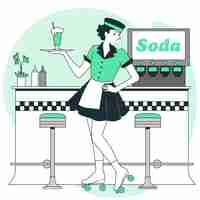 Free vector diner waitress concept illustration