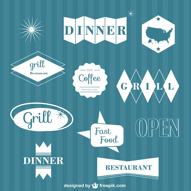 Free vector dinner logos collection