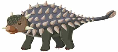 Vettore gratuito un dinosauro ankylosaurus su sfondo bianco