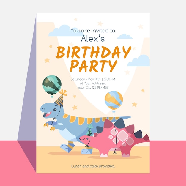 Free vector dinosaur birthday party invitation template