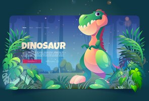 Dinosaur cartoon landing page jurassic park banner