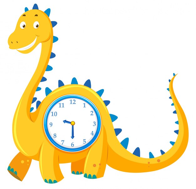 A dinosaur clock on white background