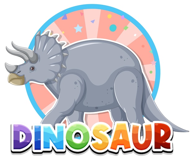 Dinosaur extinction animal cartoon character and text logo