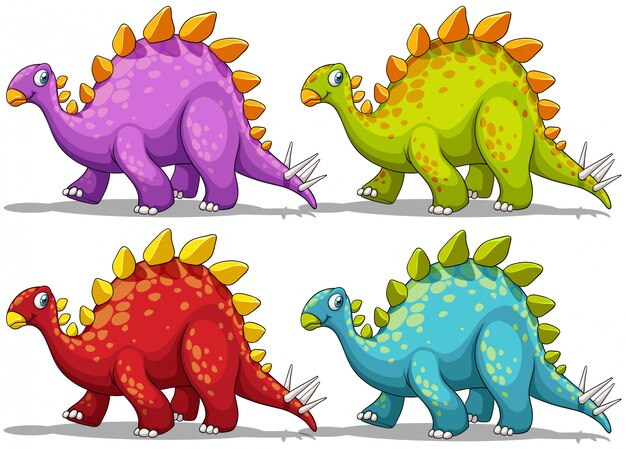 dinosaur in four different colors