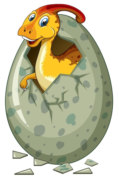 Free vector dinosaur hatching egg on white background