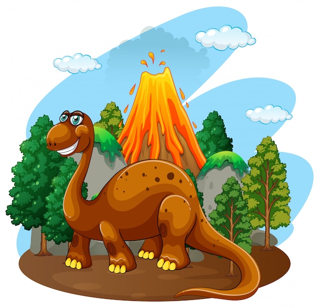 Free vector dinosaur living in the jungle