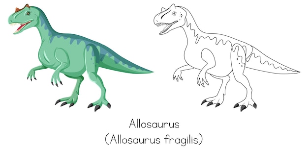 Vettore gratuito schizzi di dinosauri di allosaurus