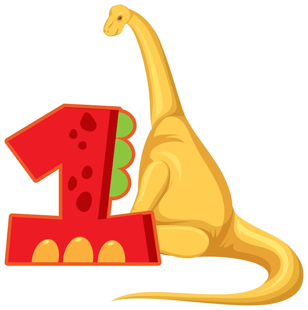 Free vector a dinosaur with number one cartoon