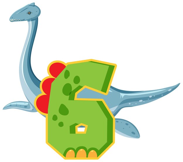 Динозавр с мультяшным номером шесть