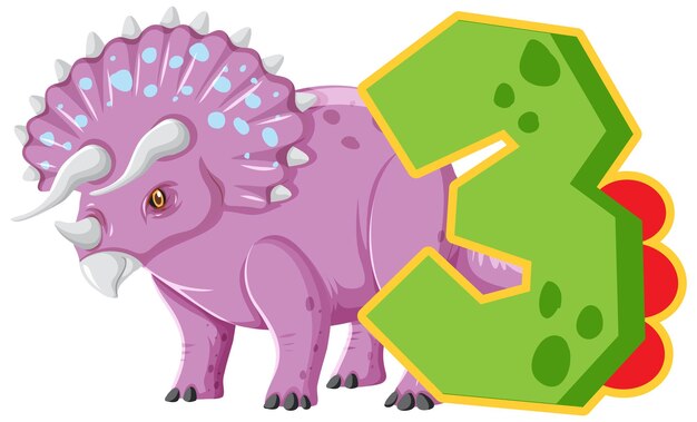 A dinosaur with number three cartoon