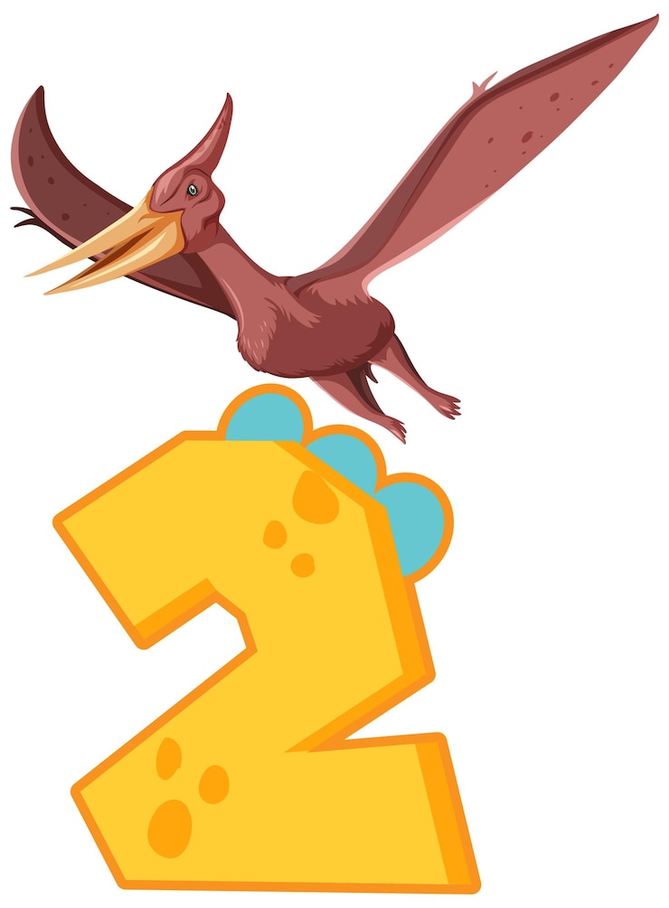मुफ़्त वेक्टर a dinosaur with number two cartoon