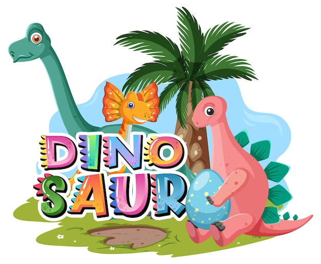 Dinosaur word logo with various dinosaurs