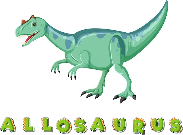 Vettore gratuito wordcard di dinosauro per allosaurus
