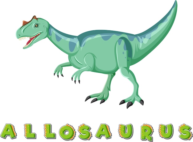 Free vector dinosaur wordcard for allosaurus