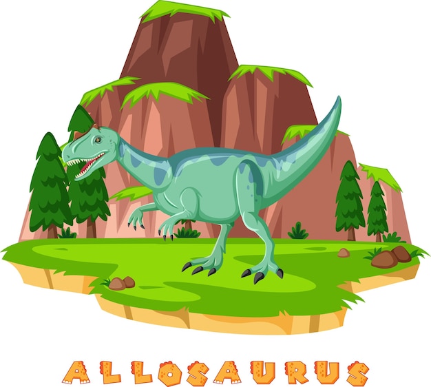 Free vector dinosaur wordcard for allosaurus