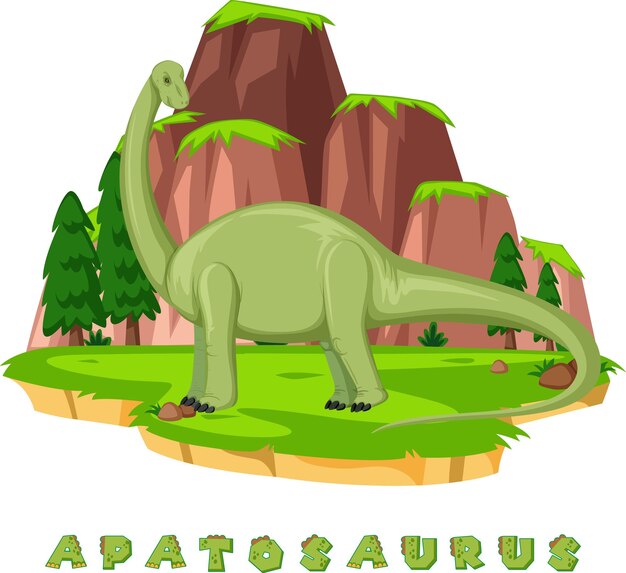 Vettore gratuito wordcard di dinosauro per apatosauro