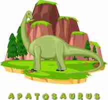 Vettore gratuito wordcard di dinosauro per apatosauro