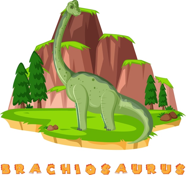 Free vector dinosaur wordcard for brachiosaurus