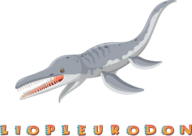 Vettore gratuito wordcard di dinosauro per liopleurodon