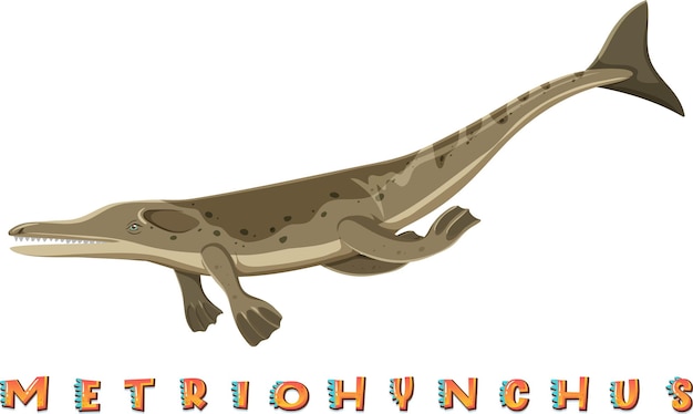 Vettore gratuito wordcard di dinosauro per metriohynchus