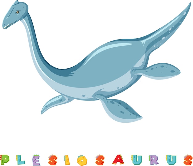 Free vector dinosaur wordcard for plesiosaurus