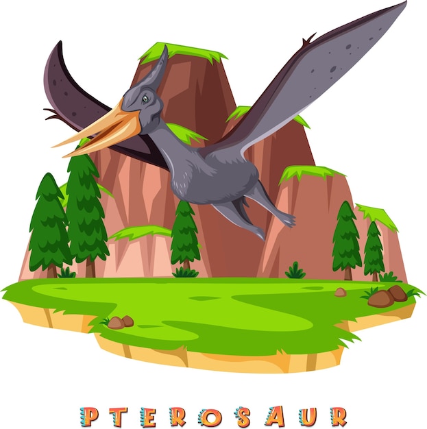 Vettore gratuito wordcard di dinosauro per pterosauro