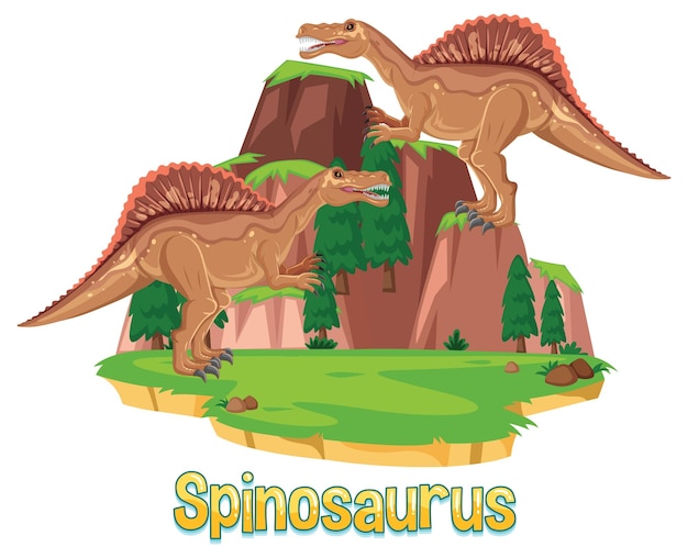 Vettore gratuito wordcard di dinosauro per spinosauro