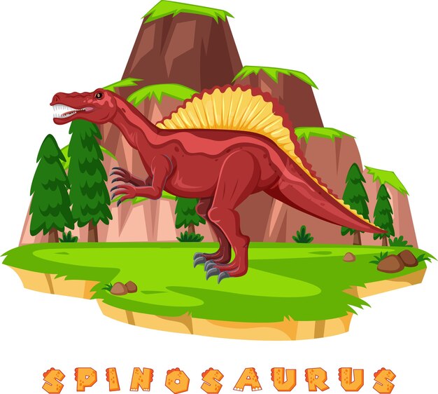 Vettore gratuito wordcard di dinosauro per spinosauro