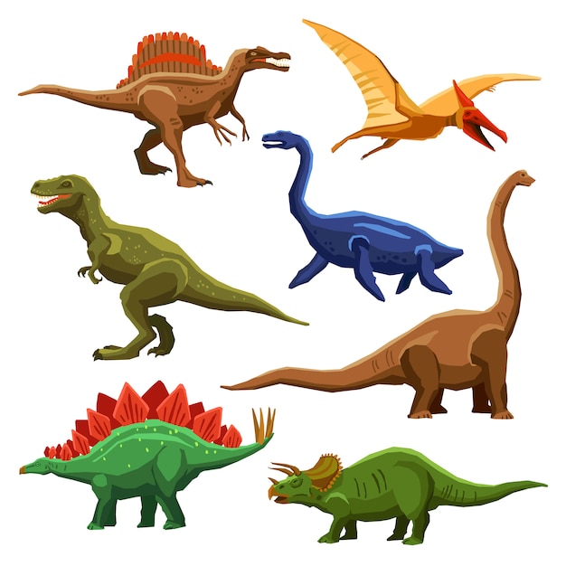 Free vector dinosaurs color icons iet