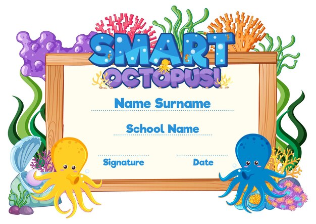 Diploma or certificate template for school kids