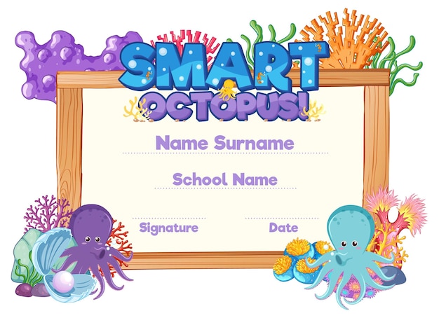Free vector diploma or certificate template for school kids