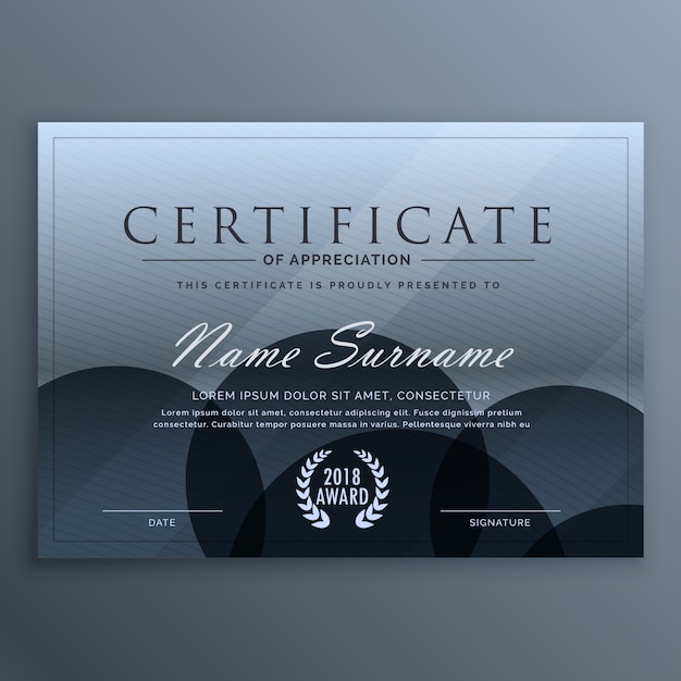 Бесплатное векторное изображение Абстрактный синий темный дизайн шаблон сертификата