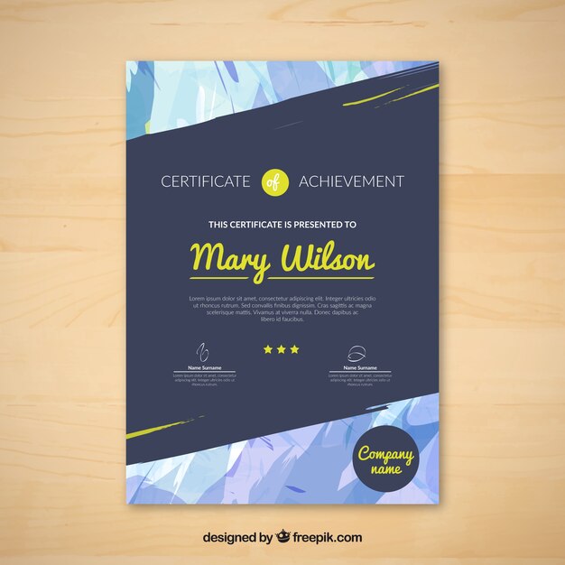 Free vector diploma template in abstract style