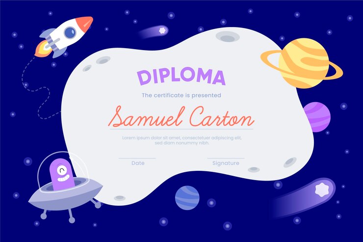 Free Vector diploma template for kids concept