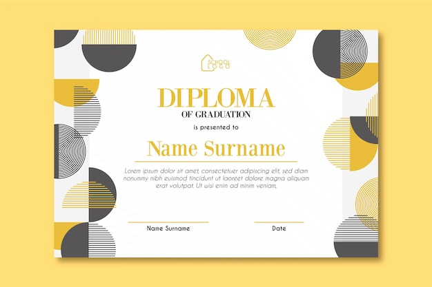 Free vector diploma template with circles