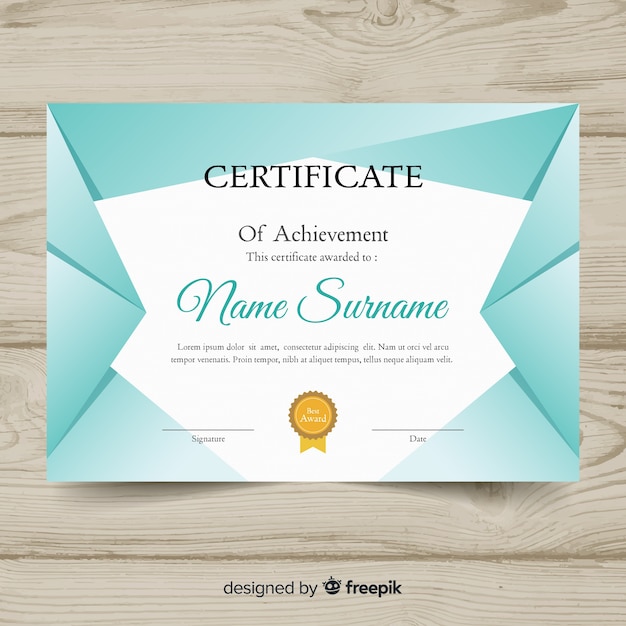 Diploma template with golden elements