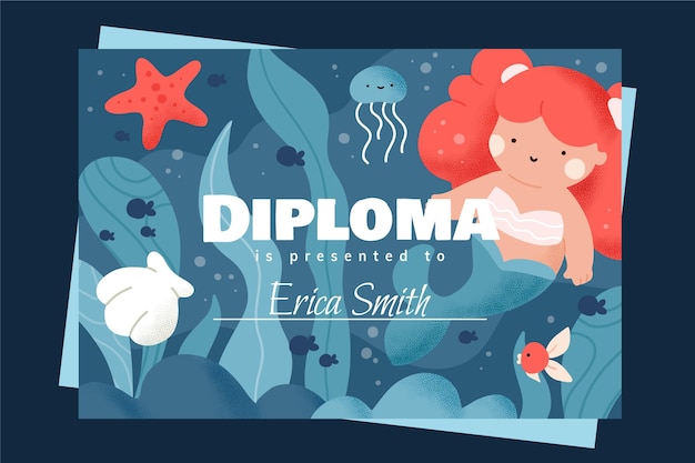 Free vector diploma theme template for kids