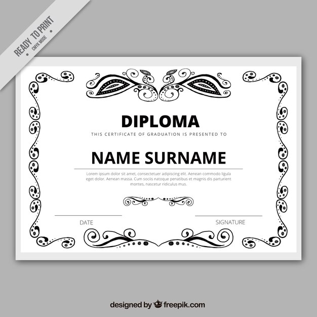 Diploma with vintage frame